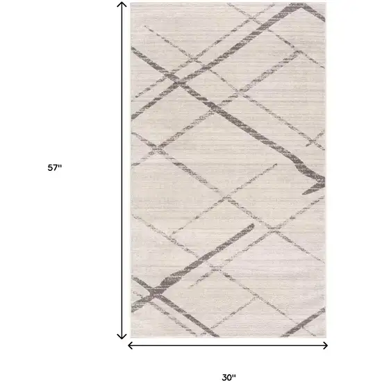 Gray and Ivory Geometric Area Rug Photo 3