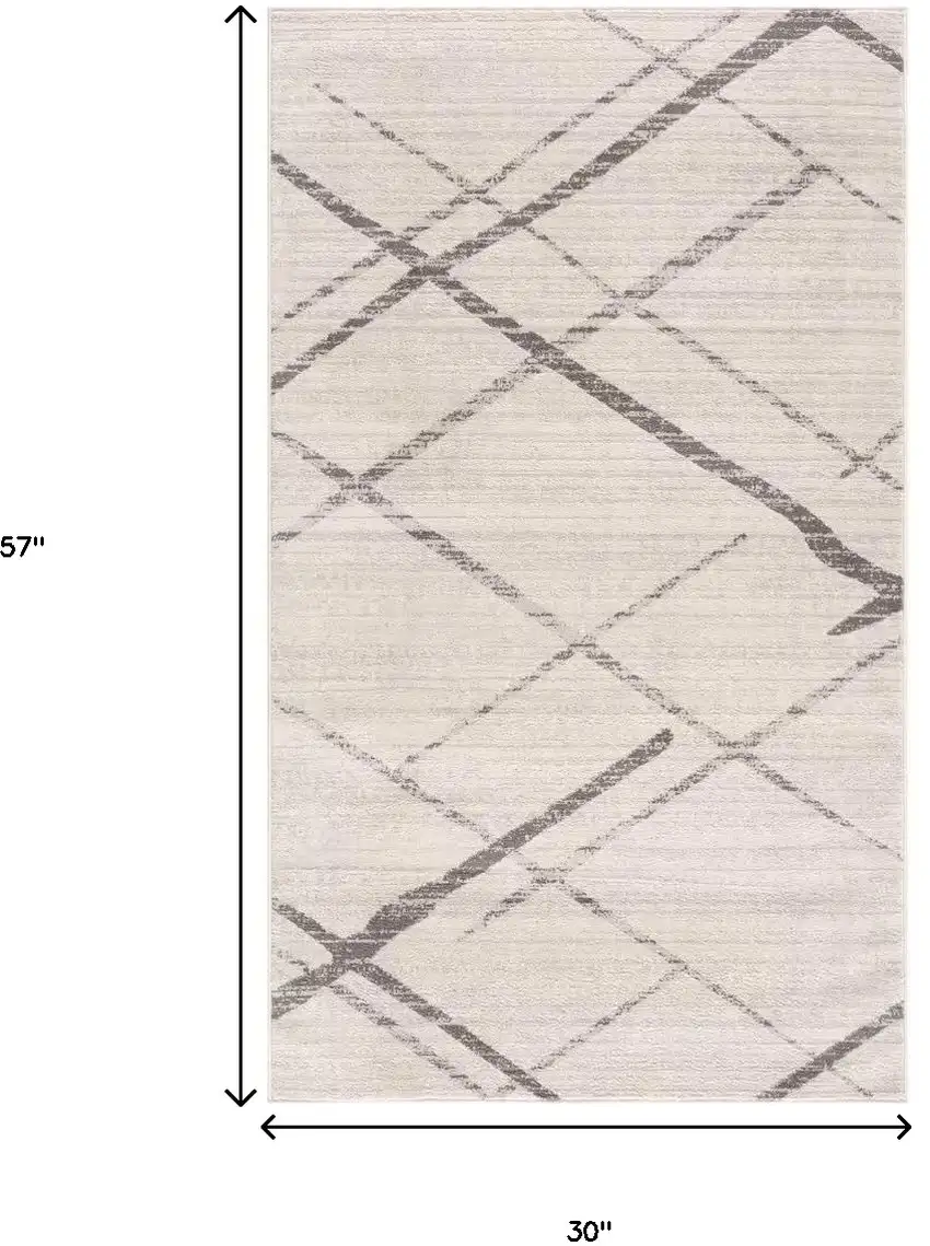 Gray and Ivory Geometric Area Rug Photo 3