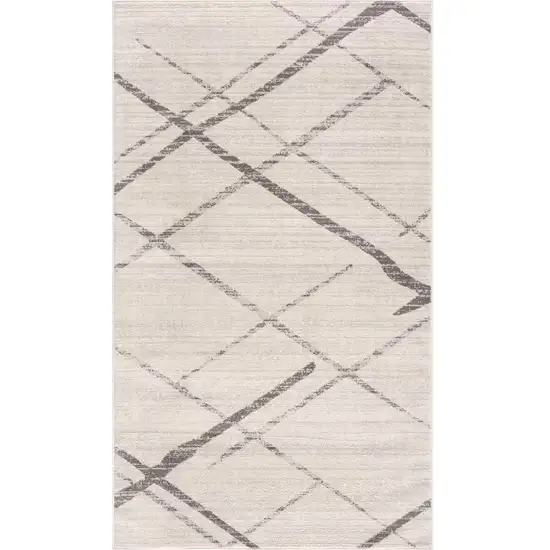 Gray and Ivory Geometric Area Rug Photo 2