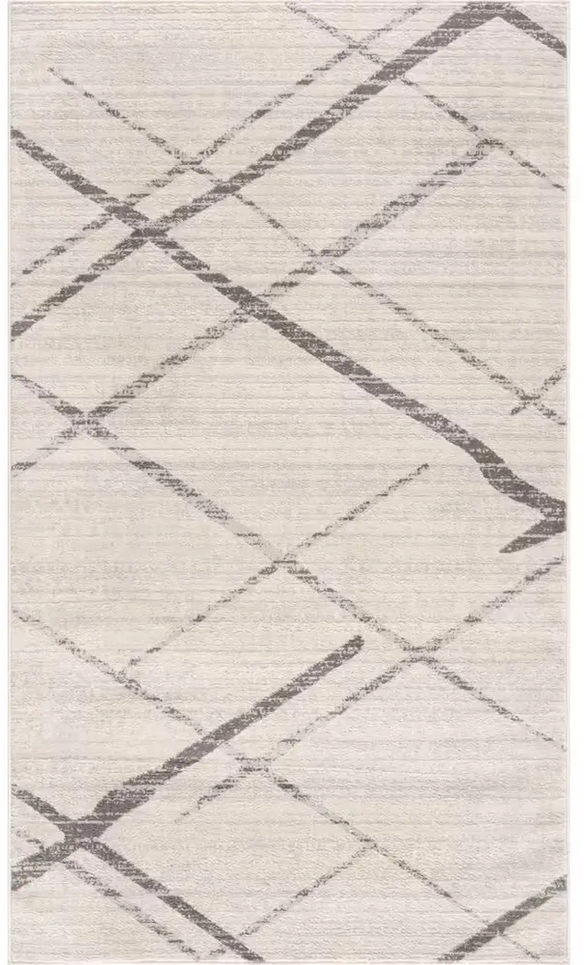 Gray and Ivory Geometric Area Rug Photo 2