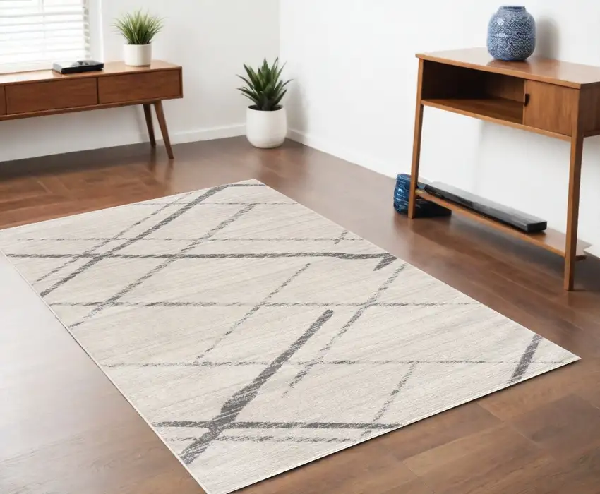 Gray Geometric Dhurrie Area Rug Photo 1