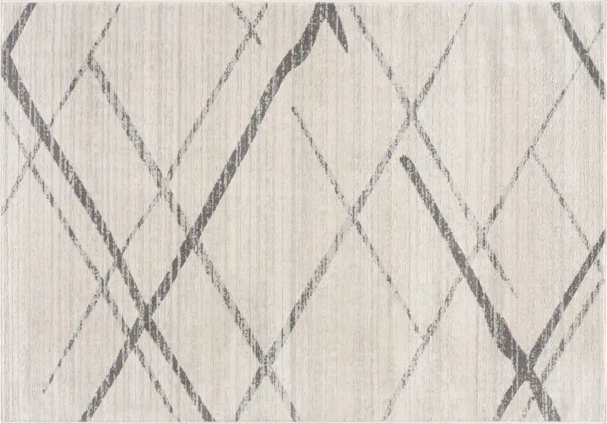 Gray and Ivory Geometric Area Rug Photo 3