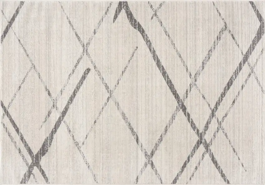 Gray and Ivory Geometric Area Rug Photo 4