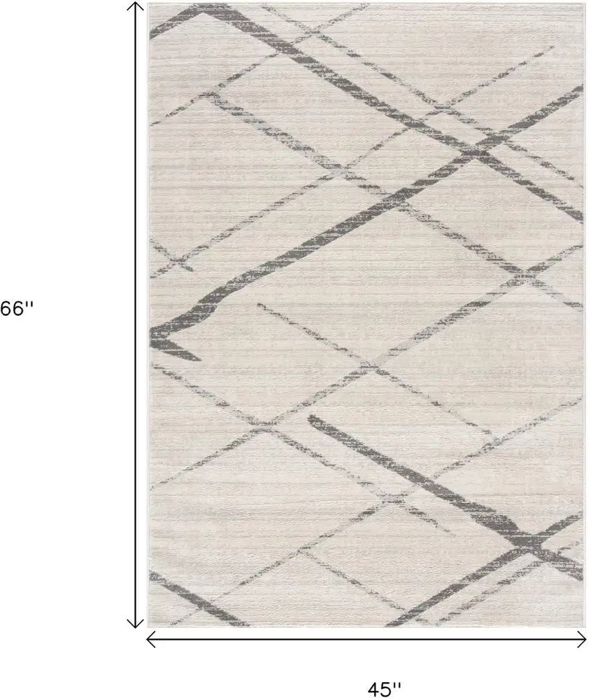 Gray and Ivory Geometric Area Rug Photo 3