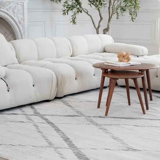 Gray and Ivory Geometric Area Rug Photo 9