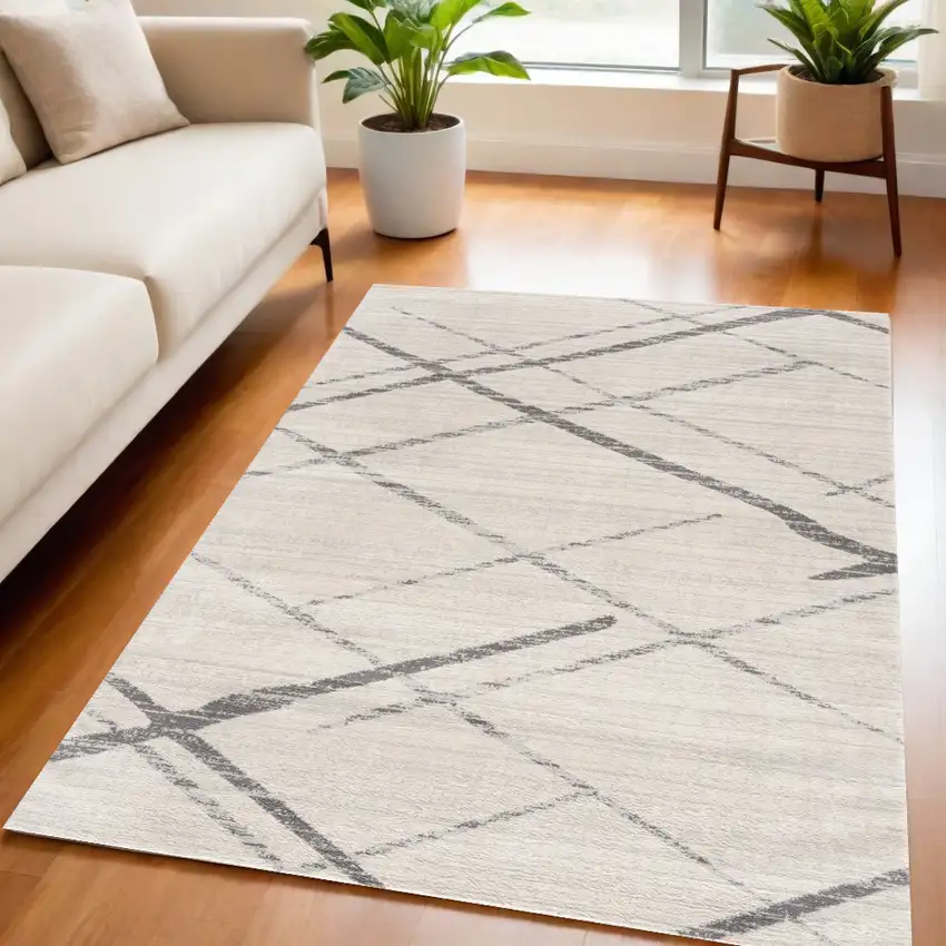 Gray Geometric Dhurrie Area Rug Photo 1