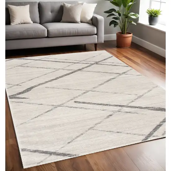 Gray and Ivory Geometric Area Rug Photo 1