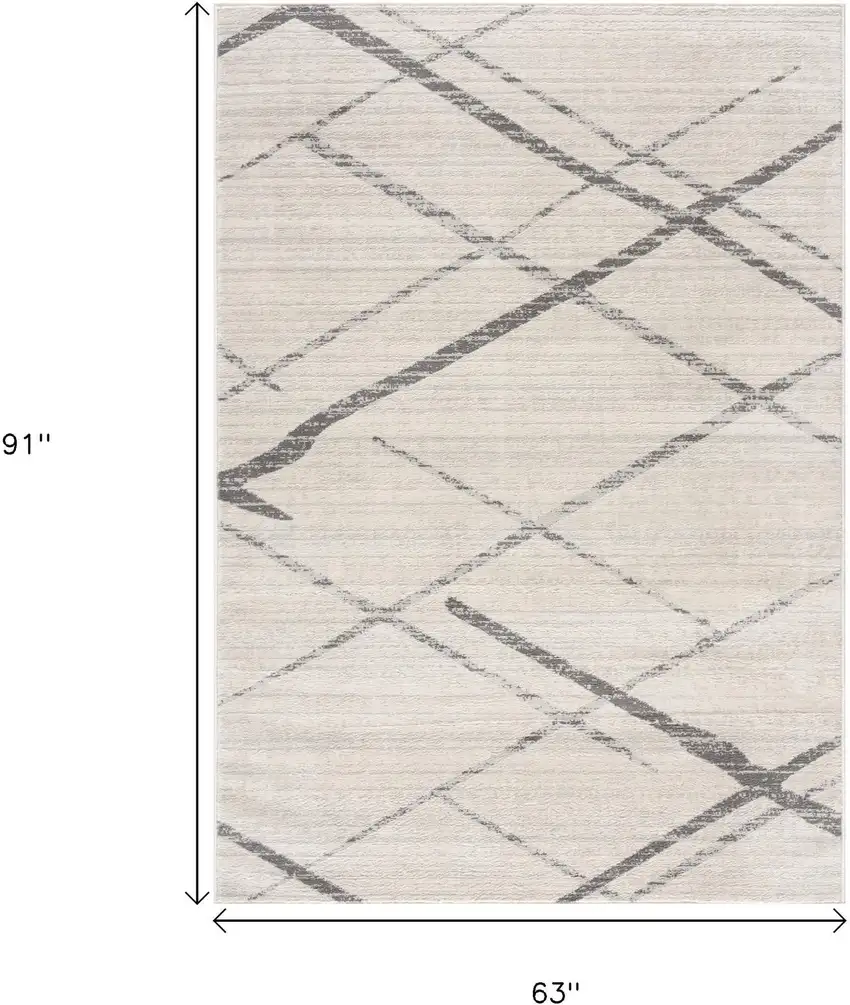 Gray and Ivory Geometric Area Rug Photo 3