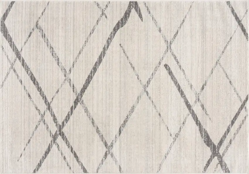 Gray and Ivory Geometric Area Rug Photo 4