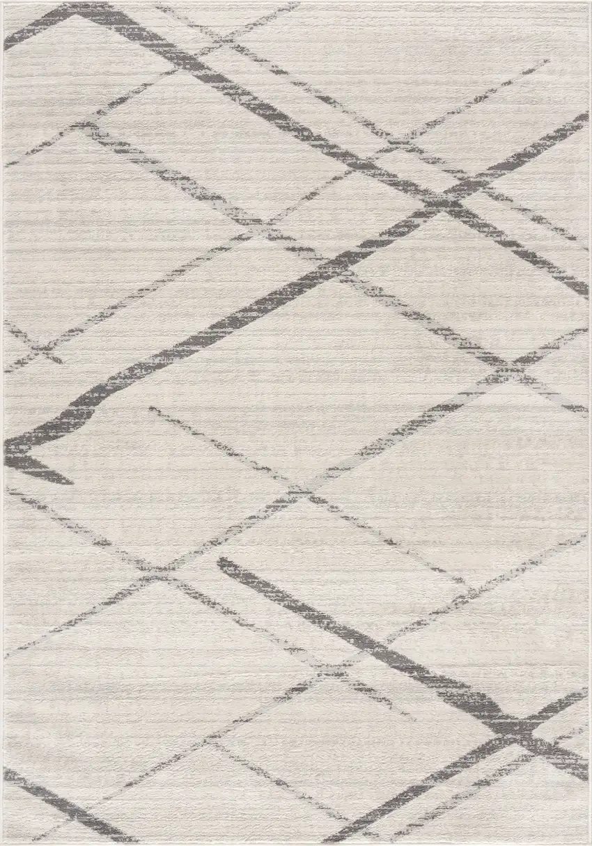 Gray and Ivory Geometric Area Rug Photo 1