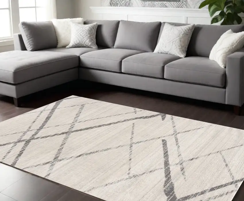 Gray Geometric Dhurrie Area Rug Photo 1
