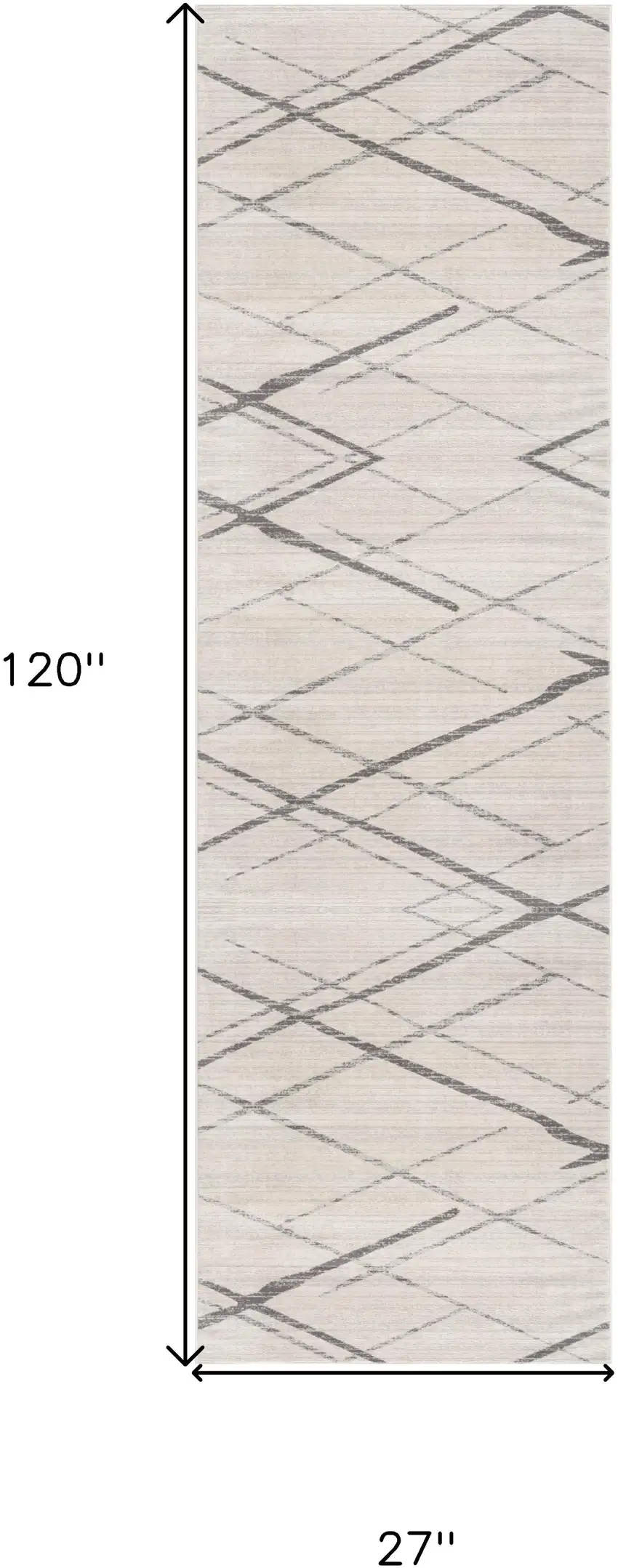 Gray and Ivory Geometric Runner Rug Photo 3