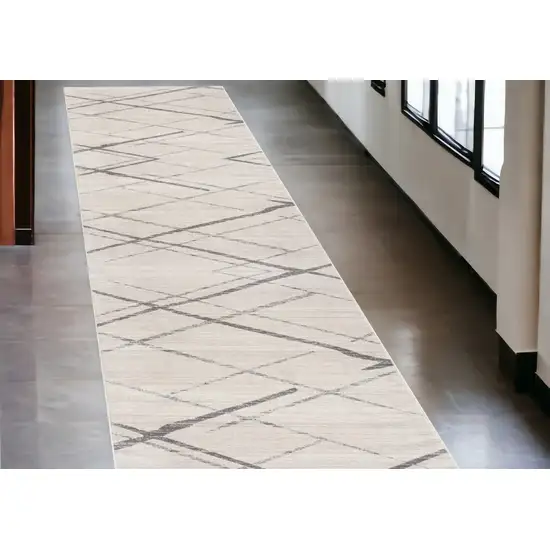 Gray Geometric Dhurrie Runner Rug Photo 1