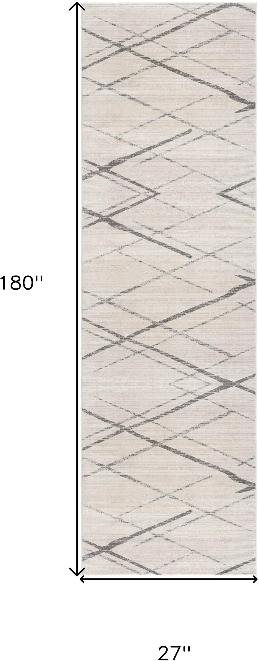 Gray and Ivory Geometric Runner Rug Photo 3