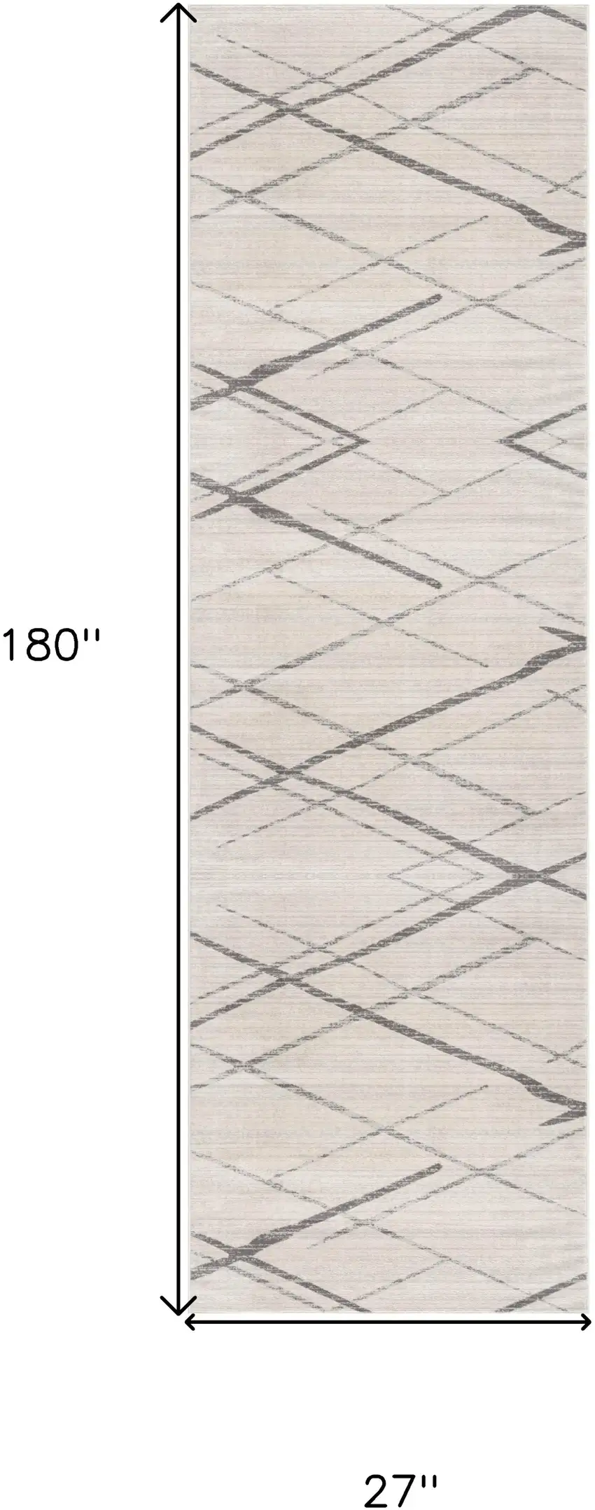 Gray and Ivory Geometric Runner Rug Photo 3