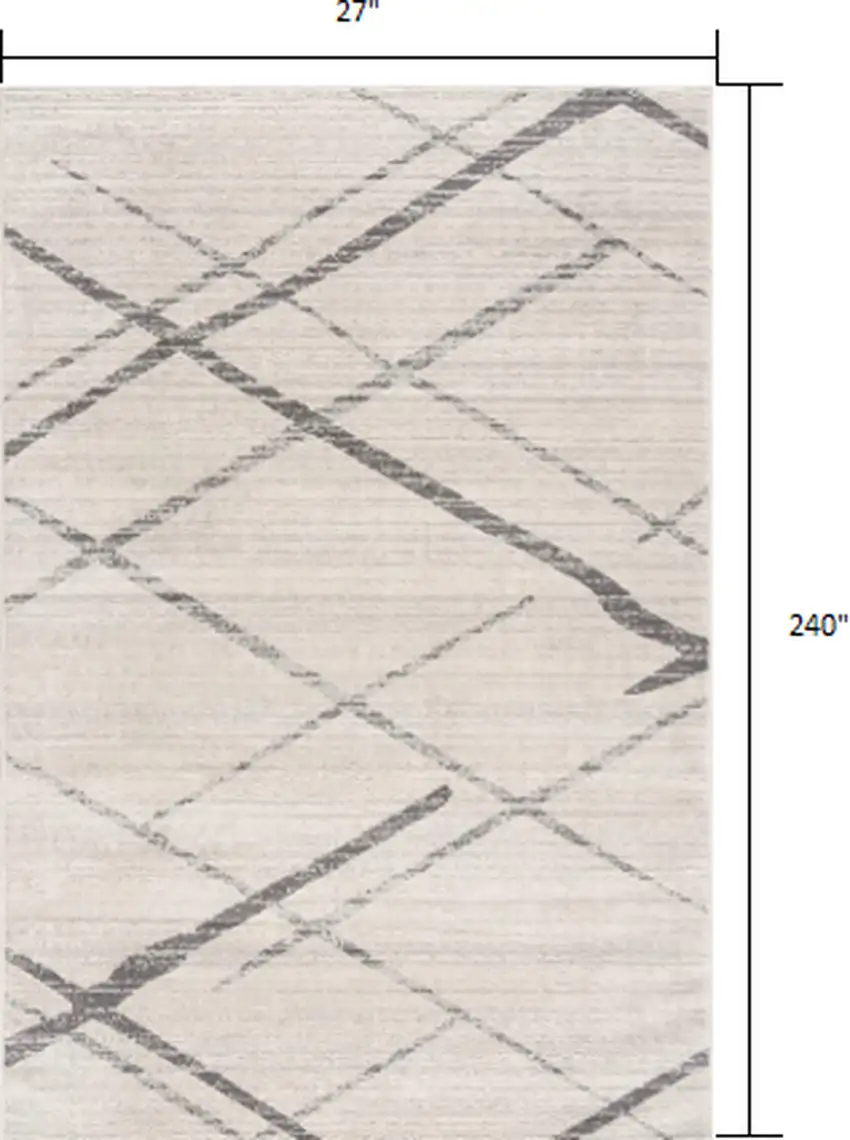 Gray Modern Abstract Pattern Runner Rug Photo 2