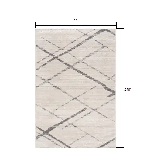 Gray Modern Abstract Pattern Runner Rug Photo 2