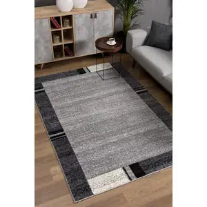 Photo of Gray Modern Bordered Area Rug