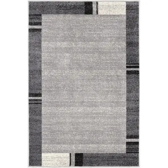 Gray Modern Bordered Area Rug Photo 2