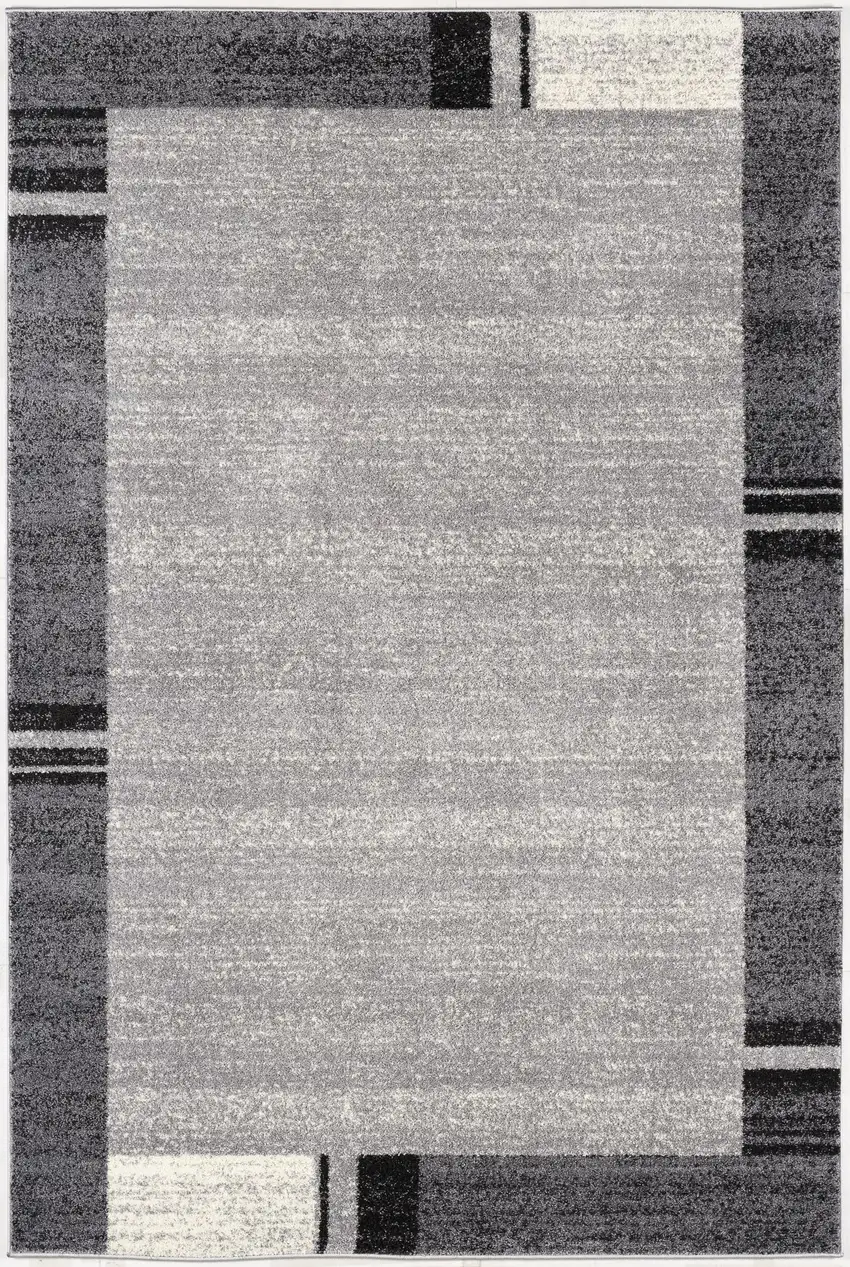 Gray Modern Bordered Area Rug Photo 2