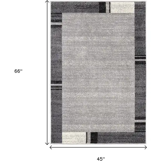 Gray Modern Bordered Area Rug Photo 3