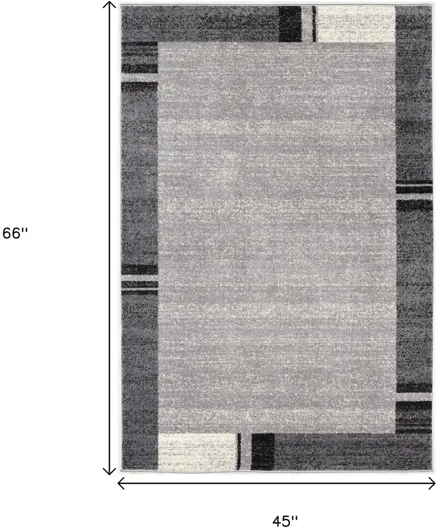 Gray Modern Bordered Area Rug Photo 3