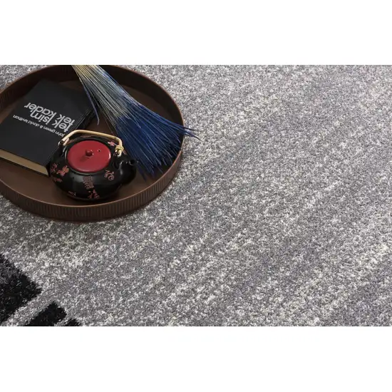 Gray Modern Bordered Area Rug Photo 7