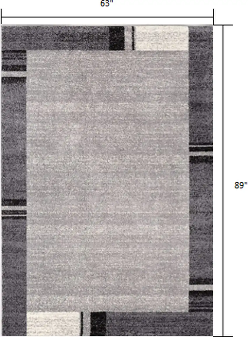 Gray Modern Bordered Area Rug Photo 1