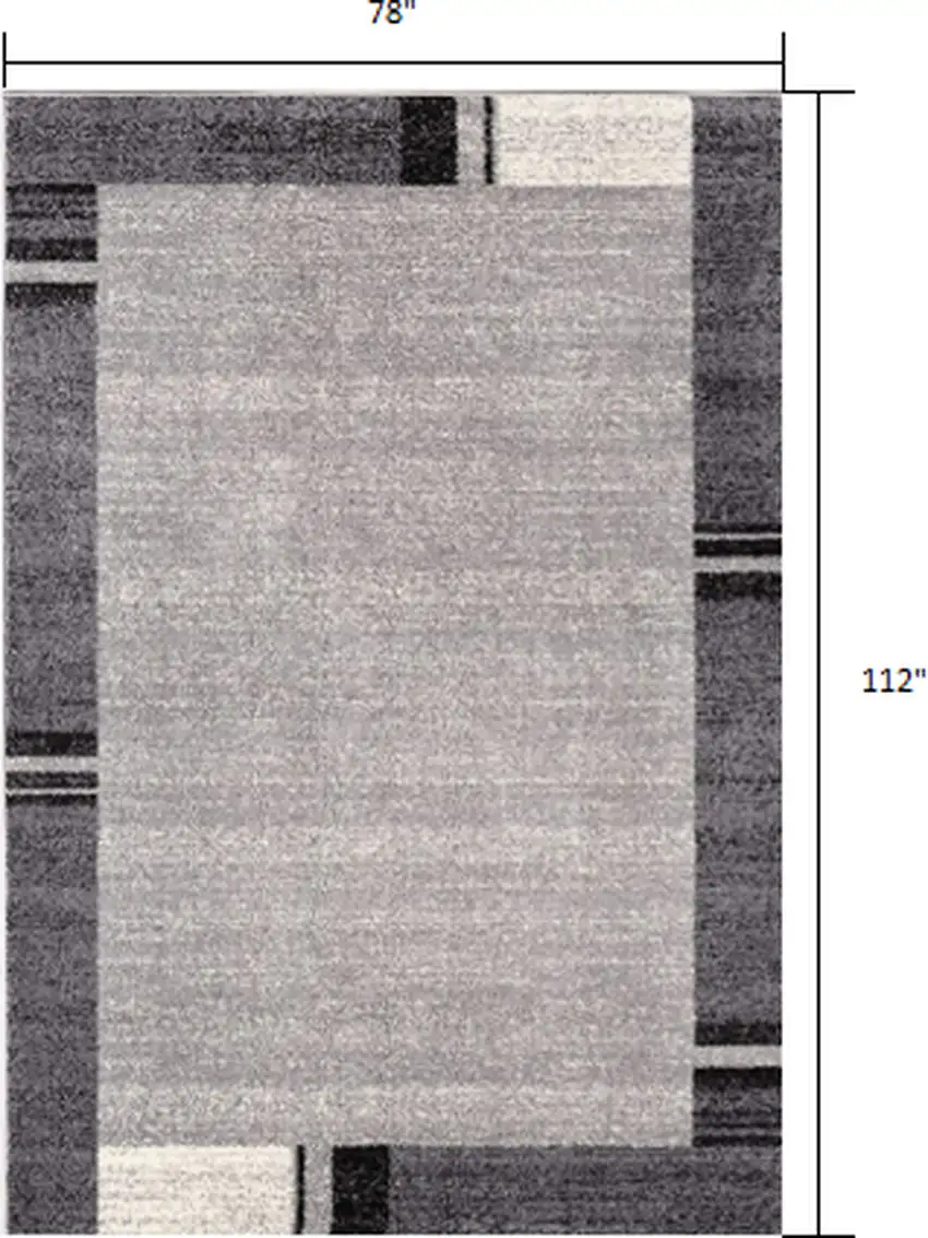 Gray Modern Bordered Area Rug Photo 1