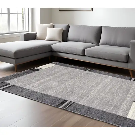 Gray Modern Bordered Area Rug Photo 1