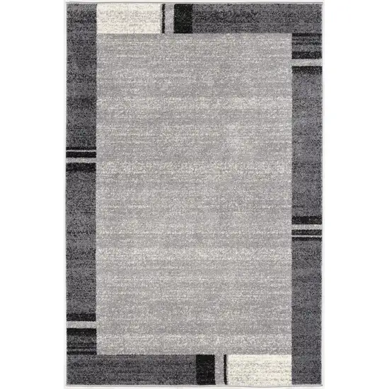 Gray Modern Bordered Area Rug Photo 3