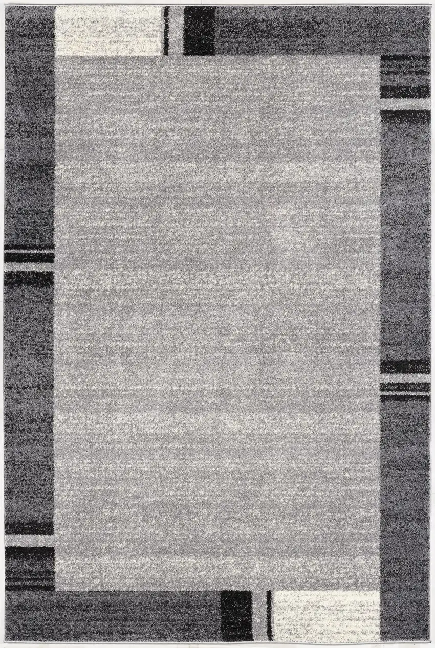 Gray Modern Bordered Area Rug Photo 3