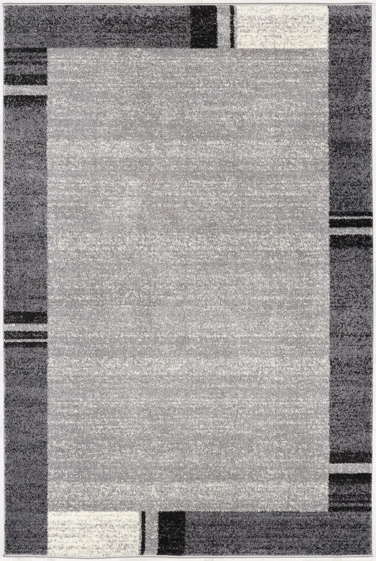 Gray Modern Bordered Area Rug Photo 4