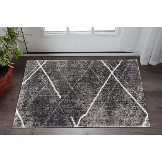 Gray Modern Distressed Lines Area Rug Photo 1