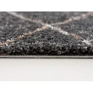 Photo of Gray Modern Distressed Lines Area Rug