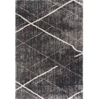 Photo of Gray Modern Distressed Lines Area Rug