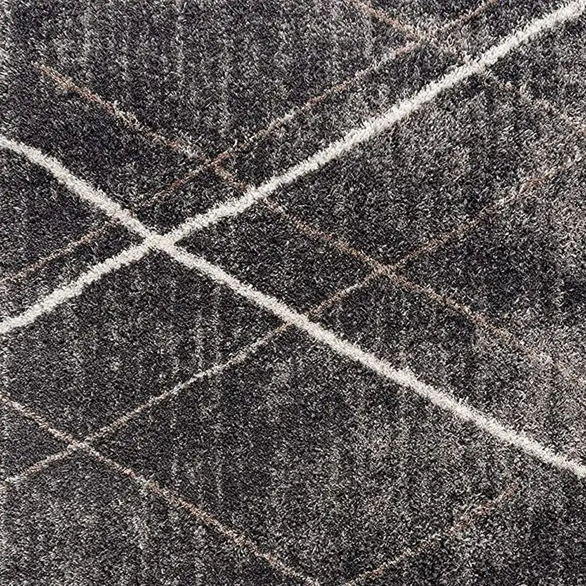 Gray Modern Distressed Lines Area Rug Photo 4