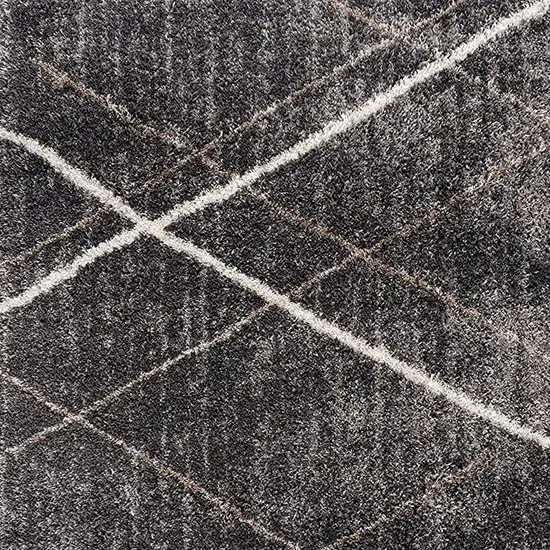 Gray Modern Distressed Lines Area Rug Photo 4