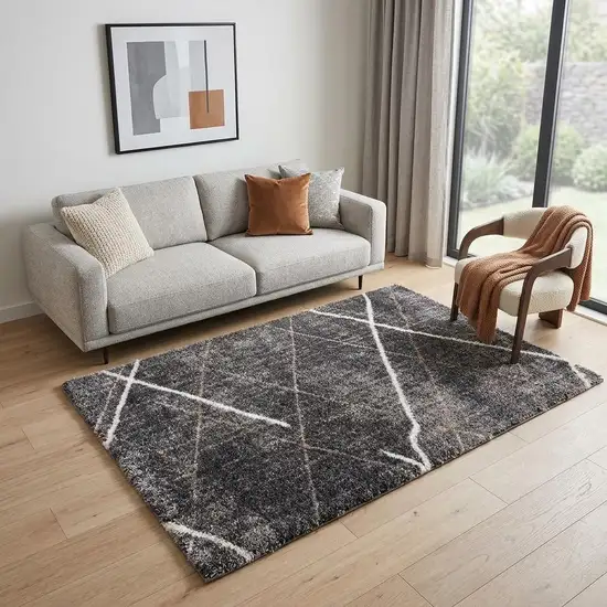 Gray Modern Distressed Lines Area Rug Photo 1