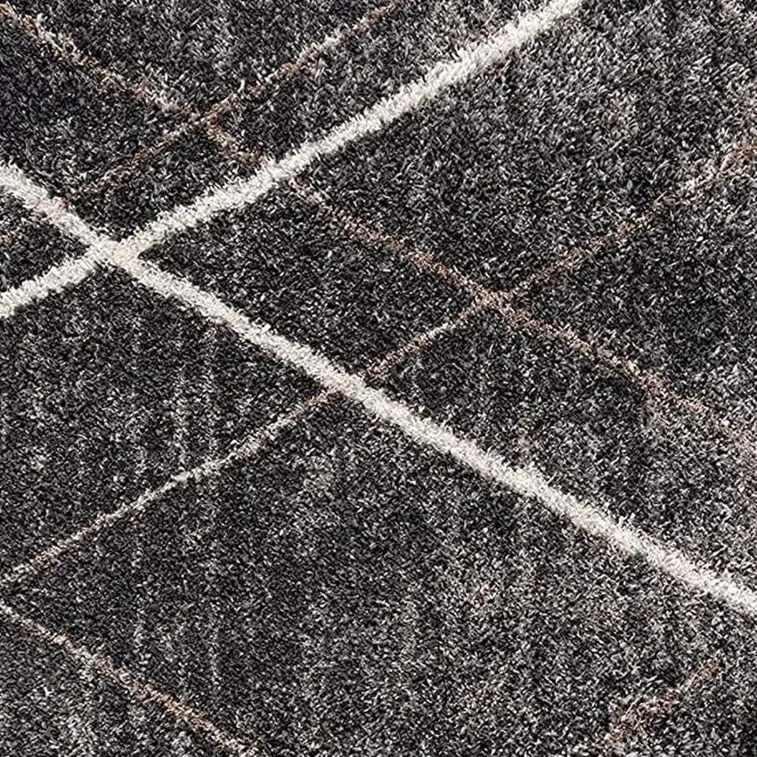 Gray Modern Distressed Lines Area Rug Photo 4