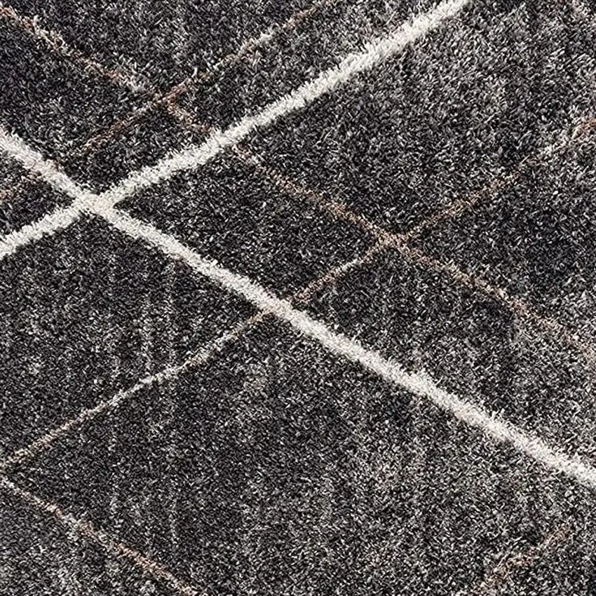 Gray Modern Distressed Lines Area Rug Photo 4