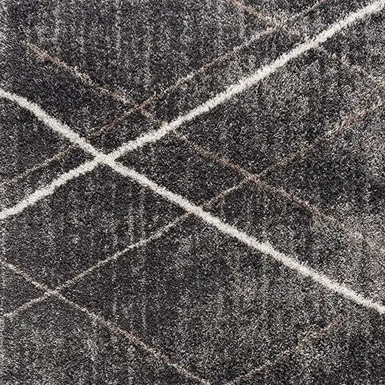 Gray Modern Distressed Lines Area Rug Photo 5