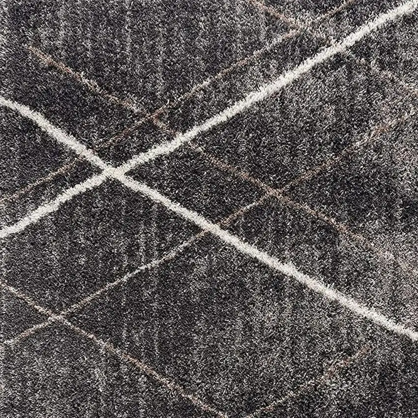Gray Modern Distressed Lines Area Rug Photo 5