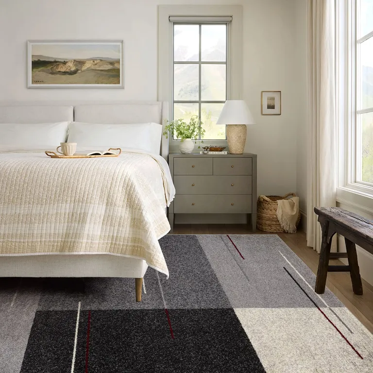 Gray Modern Geometric Area Rug Photo 1