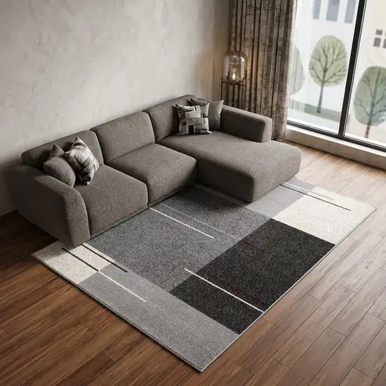 Gray Modern Geometric Area Rug Photo 1