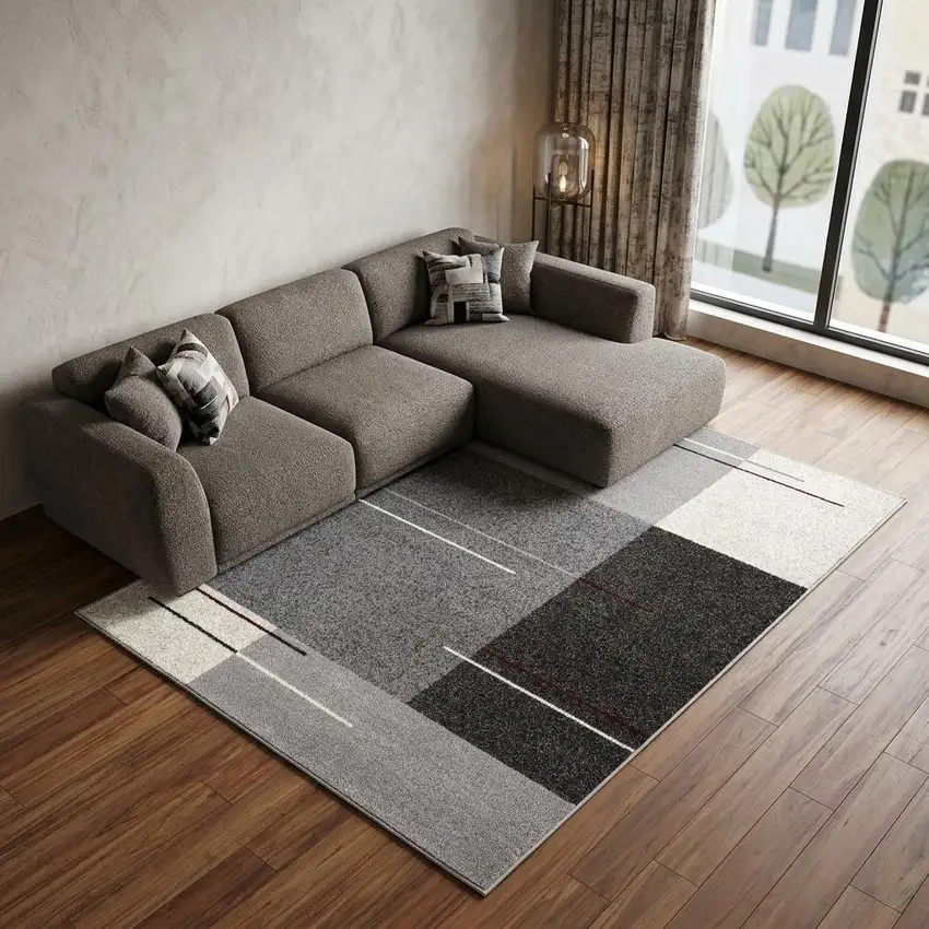 Gray Modern Geometric Area Rug Photo 1