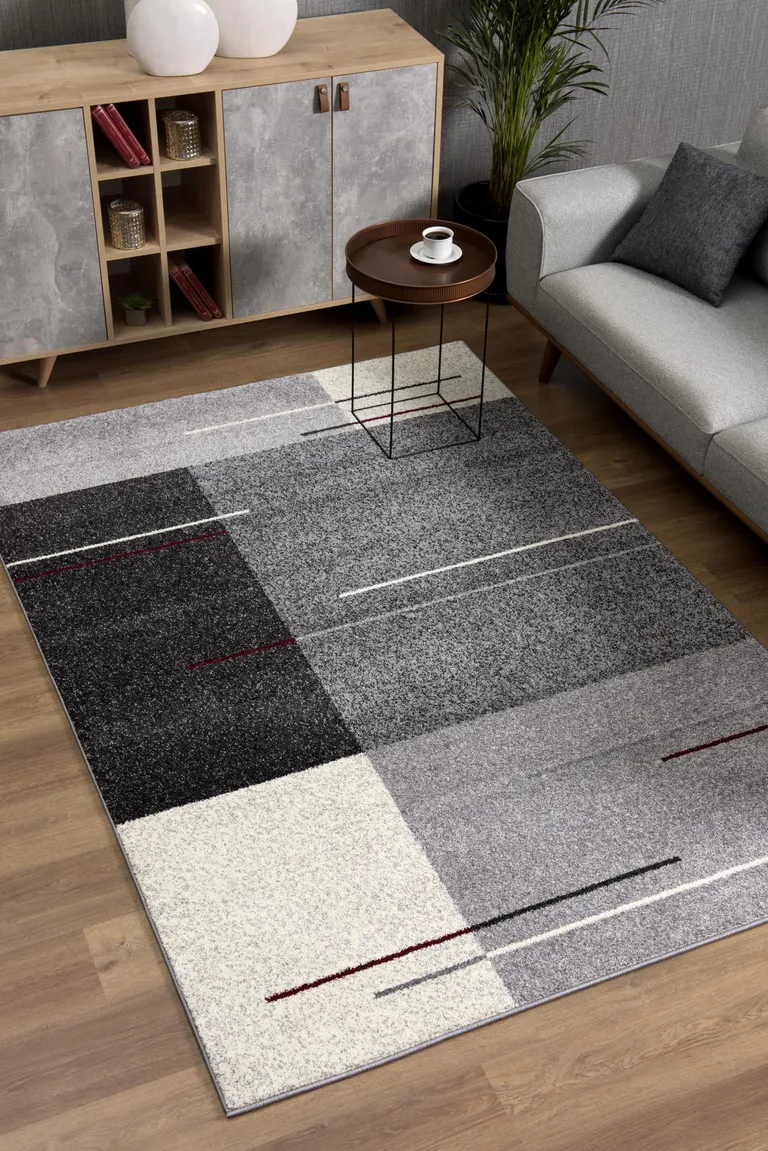 Gray Modern Geometric Area Rug Photo 3
