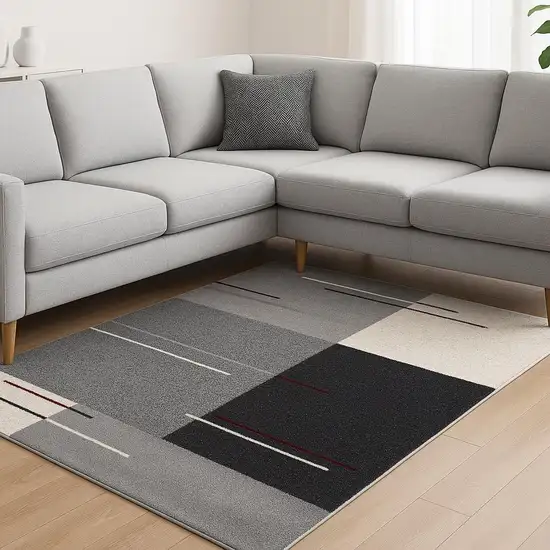 Gray Modern Geometric Area Rug Photo 1