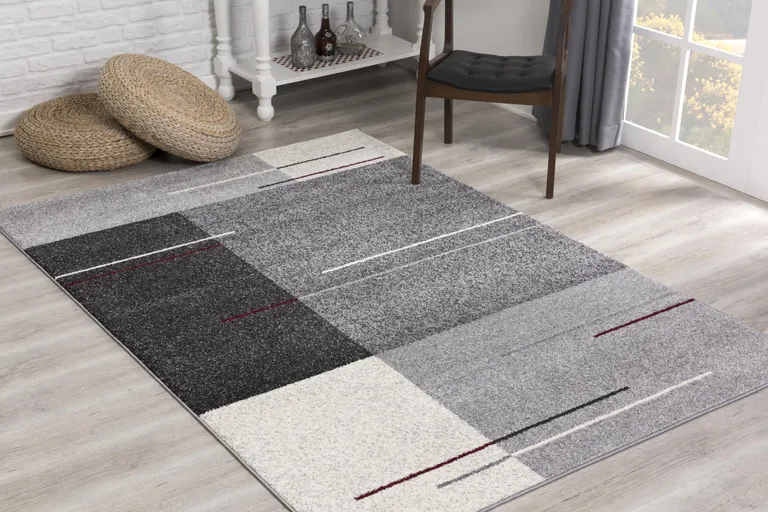 Gray Modern Geometric Area Rug Photo 4