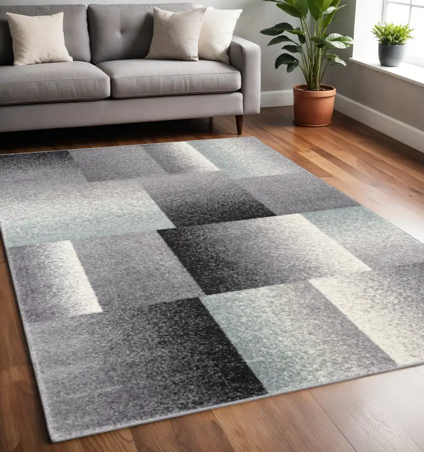 5' X 8' Gray Modern Geometric Area Rug Photo 1